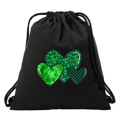 St Patricks Day Festive Heart Drawstring Bag