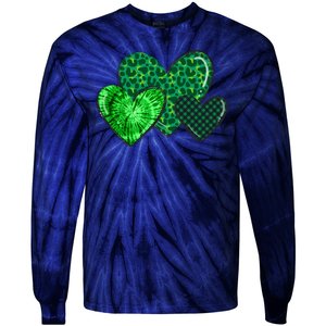 St Patricks Day Festive Heart Tie-Dye Long Sleeve Shirt