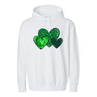 St Patricks Day Festive Heart Garment-Dyed Fleece Hoodie