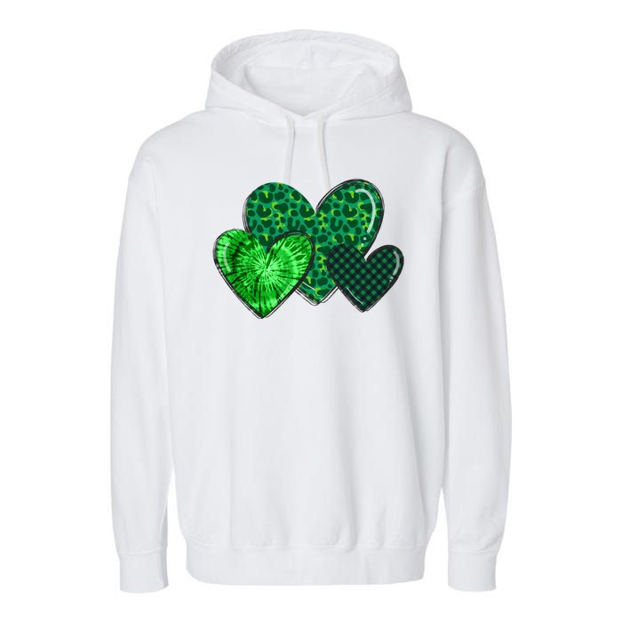 St Patricks Day Festive Heart Garment-Dyed Fleece Hoodie