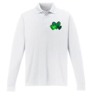 St Patricks Day Festive Heart Performance Long Sleeve Polo