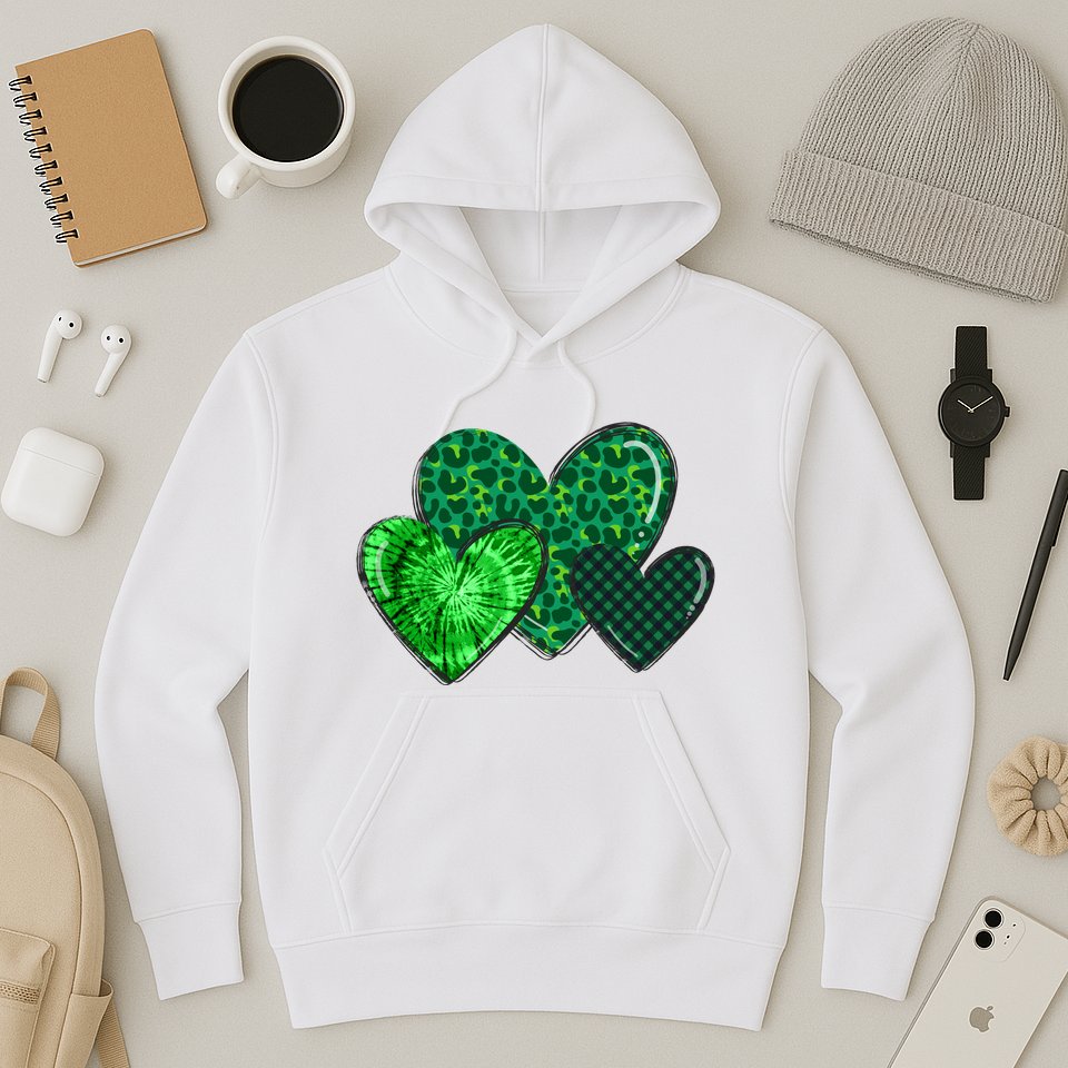 St Patricks Day Festive Heart Hoodie