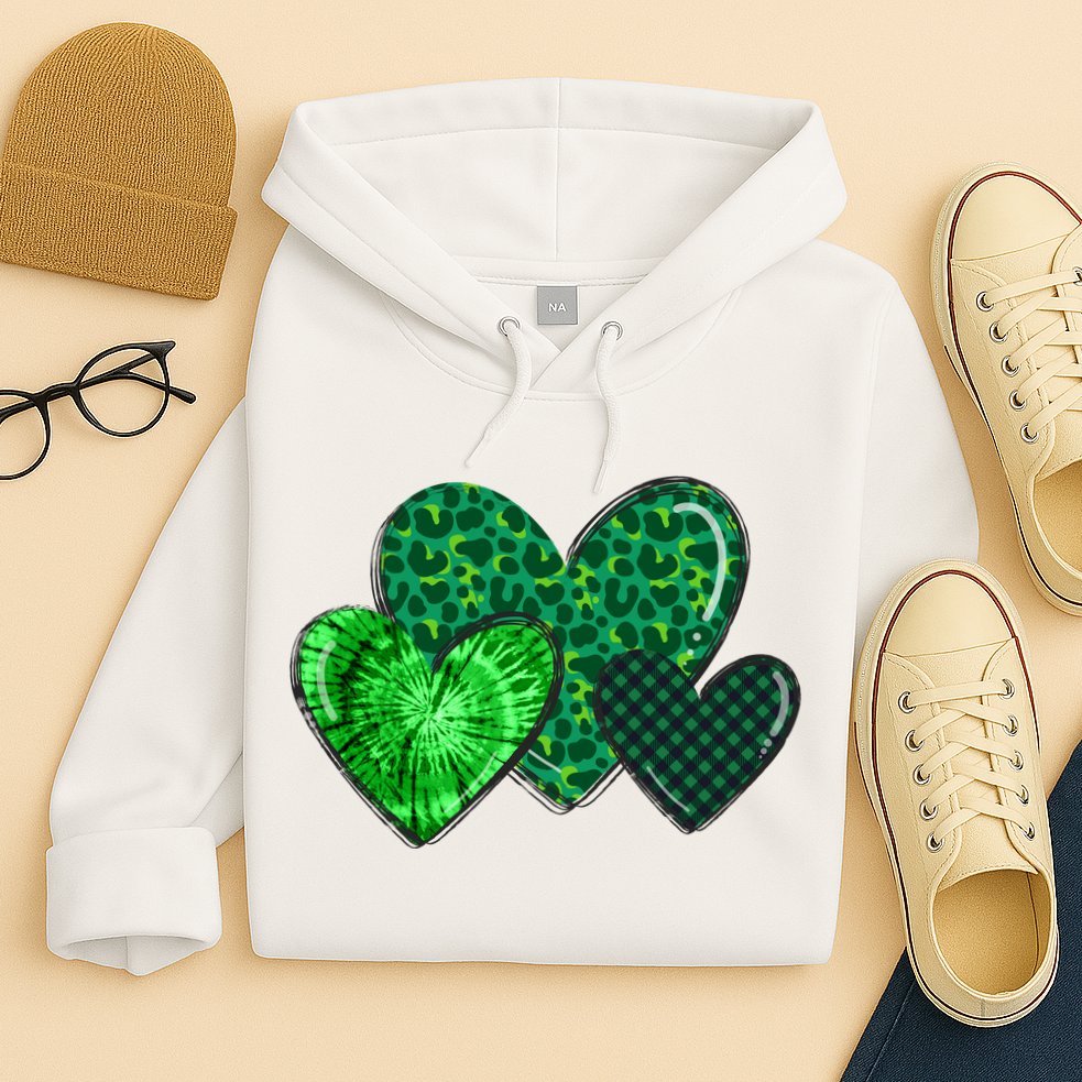 St Patricks Day Festive Heart Hoodie