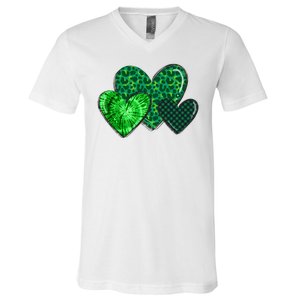 St Patricks Day Festive Heart V-Neck T-Shirt