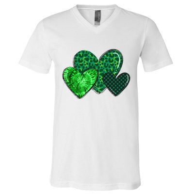 St Patricks Day Festive Heart V-Neck T-Shirt