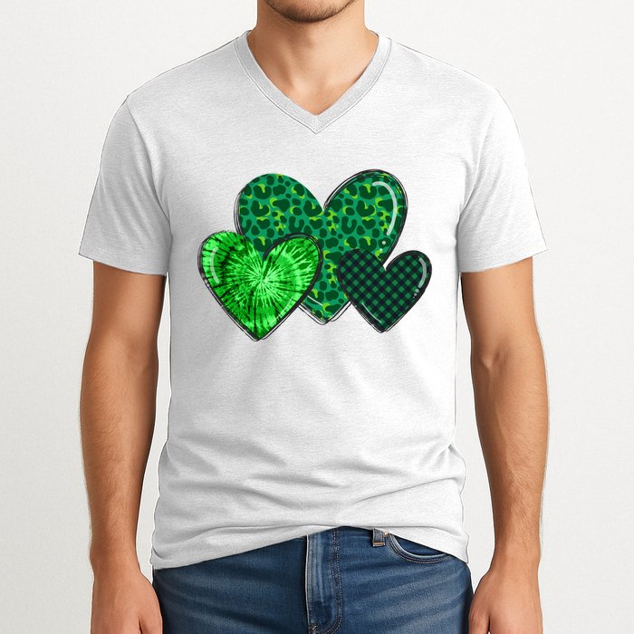 St Patricks Day Festive Heart V-Neck T-Shirt
