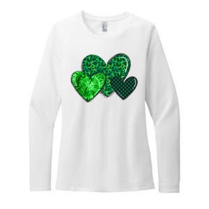 St Patricks Day Festive Heart Womens CVC Long Sleeve Shirt