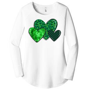 St Patricks Day Festive Heart Women's Perfect Tri Tunic Long Sleeve Shirt