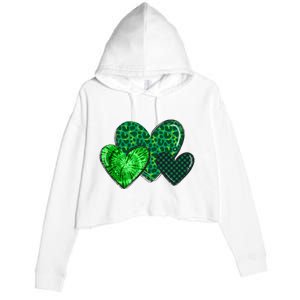 St Patricks Day Festive Heart Crop Fleece Hoodie