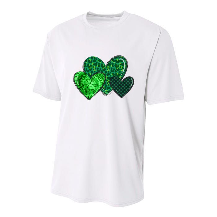 St Patricks Day Festive Heart Youth Performance Sprint T-Shirt