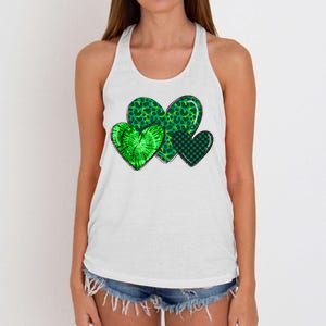 St Patricks Day Festive Heart Women's Knotted Racerback Tank