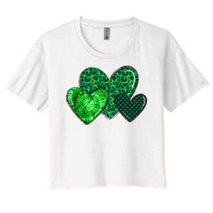 St Patricks Day Festive Heart Women's Crop Top Tee