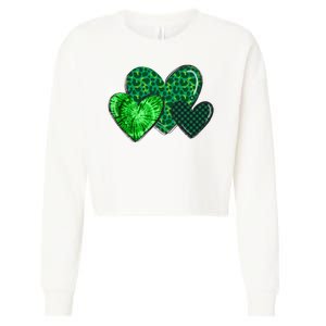 St Patricks Day Festive Heart Cropped Pullover Crew