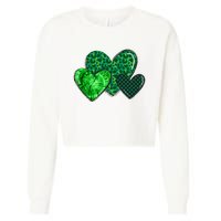 St Patricks Day Festive Heart Cropped Pullover Crew