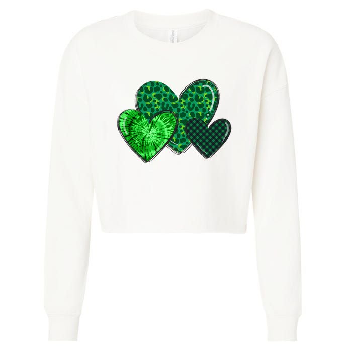 St Patricks Day Festive Heart Cropped Pullover Crew