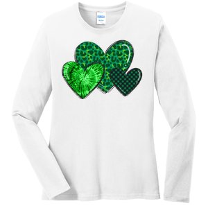 St Patricks Day Festive Heart Ladies Long Sleeve Shirt