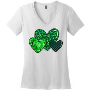 St Patricks Day Festive Heart Women's V-Neck T-Shirt