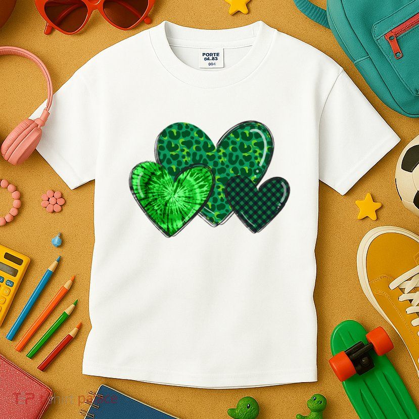 St Patricks Day Festive Heart Kids T-Shirt