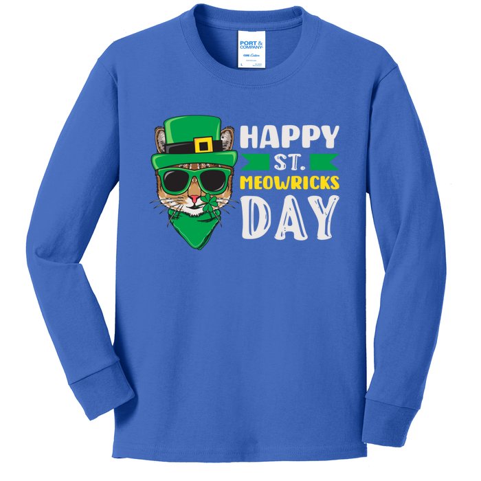 St Patricks Day Outfit Leprechaun Cat Funny Gift Kids Long Sleeve Shirt