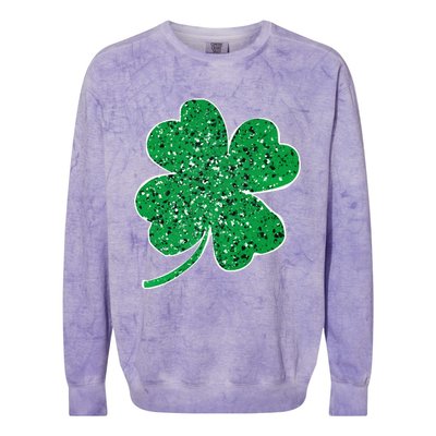 Saint Patrick's Day Shamrock Leopard Clover Green Colorblast Crewneck Sweatshirt