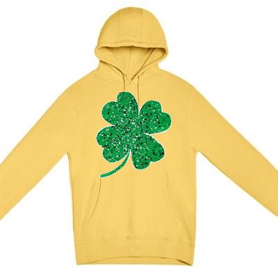 Saint Patrick's Day Shamrock Leopard Clover Green Premium Pullover Hoodie