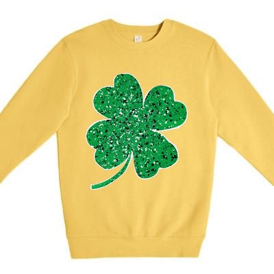 Saint Patrick's Day Shamrock Leopard Clover Green Premium Crewneck Sweatshirt