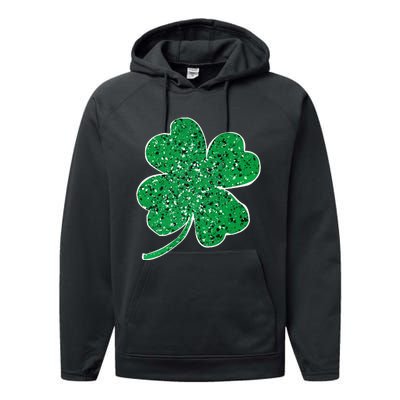 Saint Patrick's Day Shamrock Leopard Clover Green Performance Fleece Hoodie