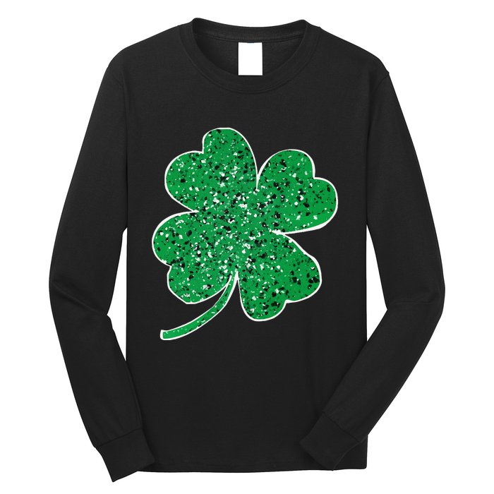 Saint Patrick's Day Shamrock Leopard Clover Green Long Sleeve Shirt