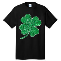 Saint Patrick's Day Shamrock Leopard Clover Green Tall T-Shirt