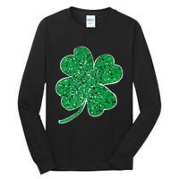 Saint Patrick's Day Shamrock Leopard Clover Green Tall Long Sleeve T-Shirt