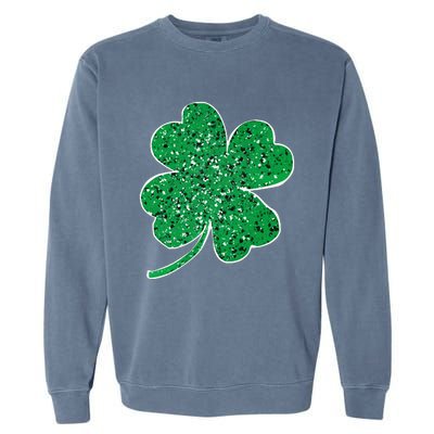 Saint Patrick's Day Shamrock Leopard Clover Green Garment-Dyed Sweatshirt