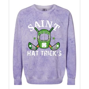 Saint PatrickS Day Ice Hockey Player Stick Mask Gift Colorblast Crewneck Sweatshirt