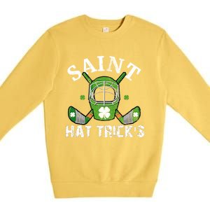 Saint PatrickS Day Ice Hockey Player Stick Mask Gift Premium Crewneck Sweatshirt