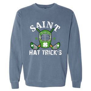 Saint PatrickS Day Ice Hockey Player Stick Mask Gift Garment-Dyed Sweatshirt