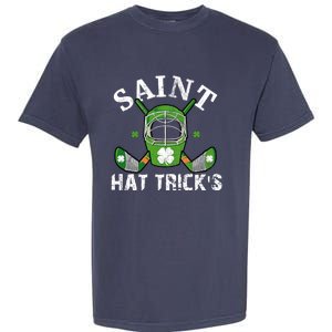 Saint PatrickS Day Ice Hockey Player Stick Mask Gift Garment-Dyed Heavyweight T-Shirt