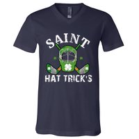 Saint PatrickS Day Ice Hockey Player Stick Mask Gift V-Neck T-Shirt