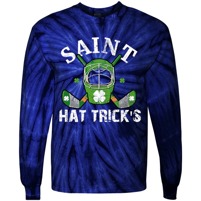 Saint PatrickS Day Ice Hockey Player Stick Mask Gift Tie-Dye Long Sleeve Shirt