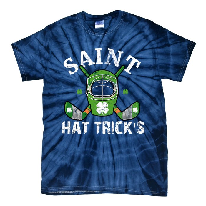 Saint PatrickS Day Ice Hockey Player Stick Mask Gift Tie-Dye T-Shirt