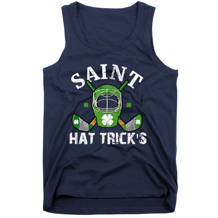 Saint PatrickS Day Ice Hockey Player Stick Mask Gift Tank Top