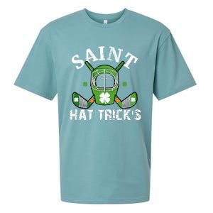 Saint PatrickS Day Ice Hockey Player Stick Mask Gift Sueded Cloud Jersey T-Shirt