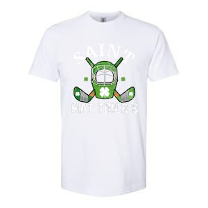 Saint PatrickS Day Ice Hockey Player Stick Mask Gift Softstyle CVC T-Shirt