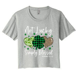 St Patricks Day Shirts Not Lucky Simply Blessed Christian Irish Women's Crop Top Tee