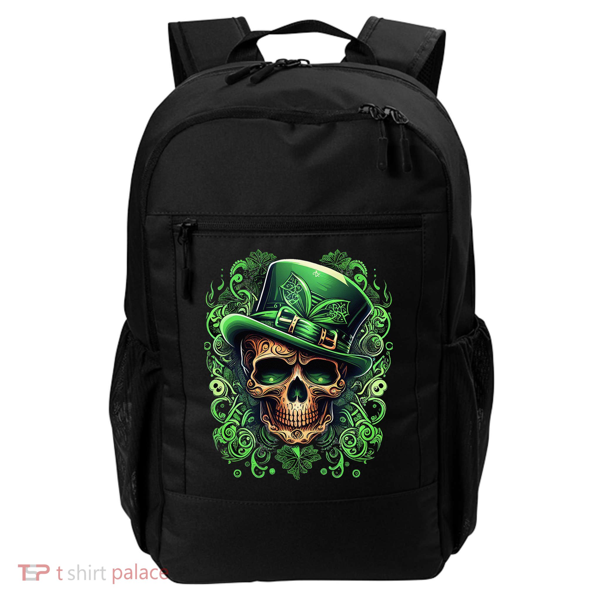 St Patricks Day Irish Skull Leprechaun Sugar Skull Daily Commute Backpack