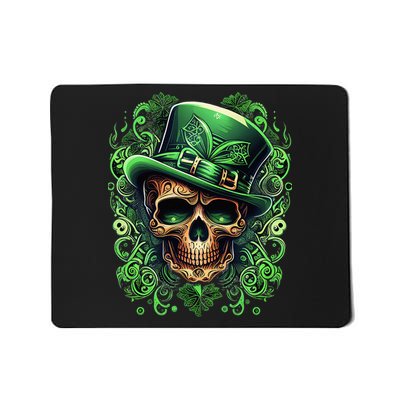 St Patricks Day Irish Skull Leprechaun Sugar Skull Mousepad