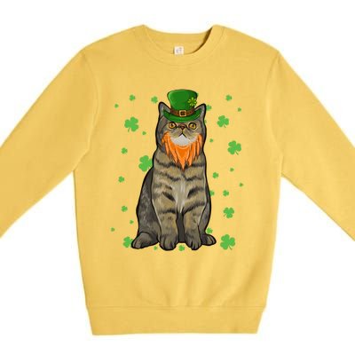 St Patricks Day Exotic Shorthair Cat Shamrock Gift Premium Crewneck Sweatshirt