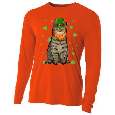 St Patricks Day Exotic Shorthair Cat Shamrock Gift Cooling Performance Long Sleeve Crew