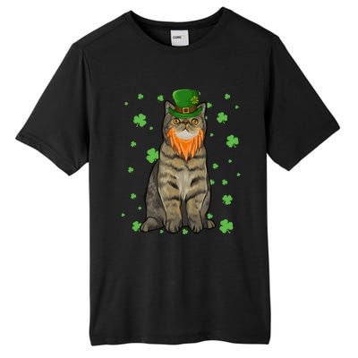 St Patricks Day Exotic Shorthair Cat Shamrock Gift Tall Fusion ChromaSoft Performance T-Shirt