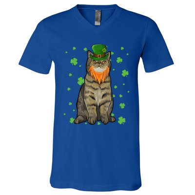 St Patricks Day Exotic Shorthair Cat Shamrock Gift V-Neck T-Shirt