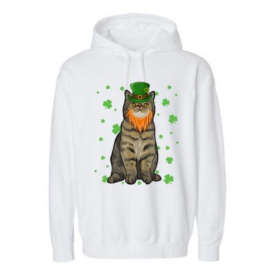 St Patricks Day Exotic Shorthair Cat Shamrock Gift Garment-Dyed Fleece Hoodie