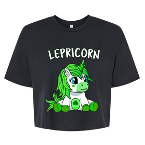 St Patricks Day Outfit Baby Girl - Cute Irish Green Unicorn Bella+Canvas Jersey Crop Tee